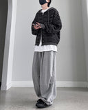 Tibber Stripe Knit Hood Zip-up