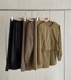 [Two Piece Set] Ramel Blouson Zip-Up Jumper Pintuck Banding Long Skirt