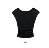 SIDE SHIRRING CAP SLEEVE T