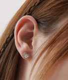 H Heart Silver Stone 2WAY Earring