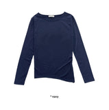 UNBALANCE SLIT SHIRRING T