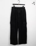 Morian cargo corduroy banding long wide pants