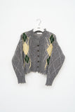 (W) Ros Argyle Twist Knitted Cardigan