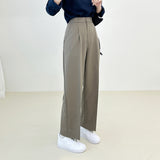 High Waist One Tuck Wide Slacks