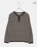[MADE] Aeon Stripe Henley Neck Button Knit