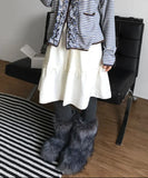 SUEDE FRILL MIDI SKIRT