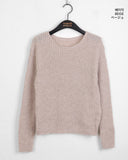 Real Wool Mute Alpaca Ribbed Long Sleeve Knit