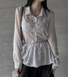 See-through bustier shirt set