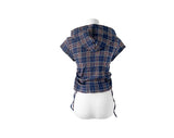 Fran Check Hood Short Sleeve Blouse