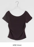 Kosel U-neck Side Shirring Short Sleeve Tee