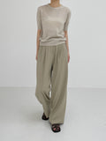 Cooling silhouette two-tuck wide slacks