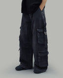 Double cargo denim pants