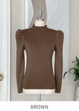 Ellow Half Neck Shirred Ribbed Knit