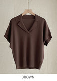 Kashua V-neck Collar Short Sleeve Knit