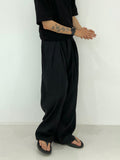 Pleated multi-tuck long wide slacks trouser
