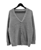 Loose-fit V-neck fur cardigan