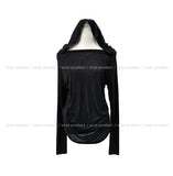 Tenshi see-through shirring drape hoodie