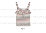 STRIPE FRILL SLEEVELESS
