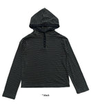 STRIPE BUTTON HOOD T