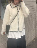 Tuen Color Matching Line Collar Knit Cardigan
