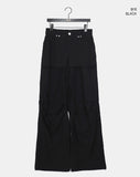 Hipu Button Pintuck Pocket Slit Skirt Pants