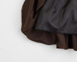 Larit Leather Buckle Corduroy Flare Tiered Golden Mini Skirt