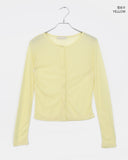 Amu See-through Ribbed Long Sleeve Cardigan