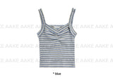STRIPE FRILL SLEEVELESS