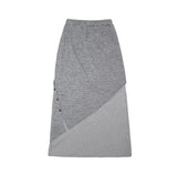 BUTTON LAYERED MAXI SKIRT