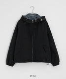 Berndi Check Crop Hood Windbreaker Zip-Up Jumper