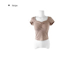 [MADE] Duran Amore Square Neck Shirring Short Sleeve T-Shirt