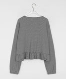 [BAONHAUS] Hire Stripe Shirring Round Zip-Up Jumper