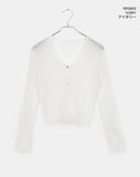 Sewn V-neck see-through button crop cardigan