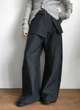 [SET] BELTED WRAP SKIRT PANTS