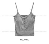 Pay ribbed button square-neck sleeveless (with cup)
