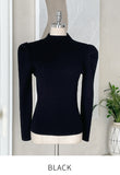 Ellow Half Neck Shirred Ribbed Knit