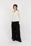 Ribbon off cotton blouse