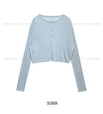 [U-BASIC] See-through Linen Ribbed Crop Cardigan