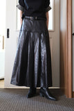 Bold Leather Pleated Skirt