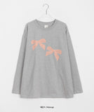 [BAONHAUS] Eunice Loose Fit Ribbon Printed T-Shirt