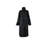Naren High Neck Quilted Wool Belt Long Coat