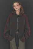 [2-WAY] Curved Block Knit Zip-Up