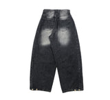 [A/M] Cont Washing Side Pintuck Snap Wide Pants
