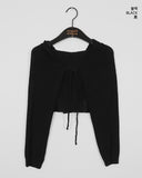 Poha Boucle Knit Hood Bolero Cardigan