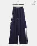 Pict Track Color Matching Cargo Pocket Pile Sweatpants