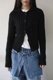 Collar lip knit cardigan