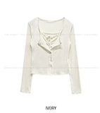 Seni Lace Button Layered Cardigan