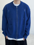 Rio Diamond Damage Knit Zip-Up