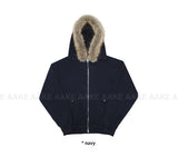 (Lining Brushed) STARRY FUR HOOD ZIP-UP
