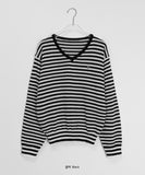 Pushio Stripe V-Neck Knit